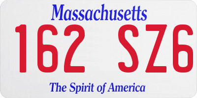 MA license plate 162SZ6