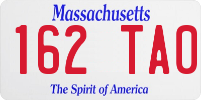 MA license plate 162TA0