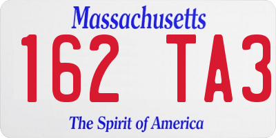 MA license plate 162TA3