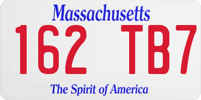 MA license plate 162TB7