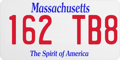 MA license plate 162TB8