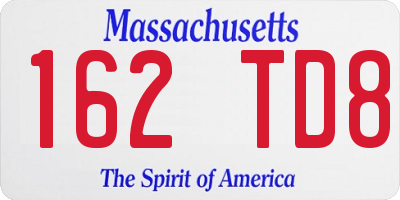 MA license plate 162TD8