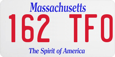 MA license plate 162TF0