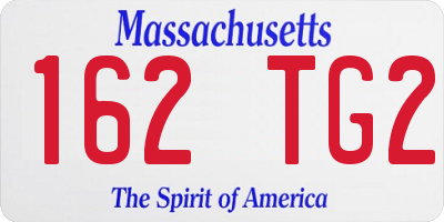 MA license plate 162TG2