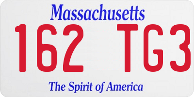 MA license plate 162TG3