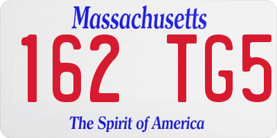 MA license plate 162TG5