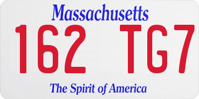 MA license plate 162TG7