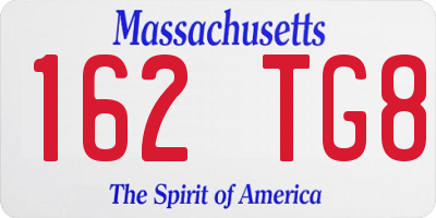 MA license plate 162TG8