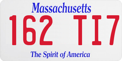 MA license plate 162TI7