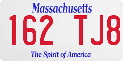 MA license plate 162TJ8