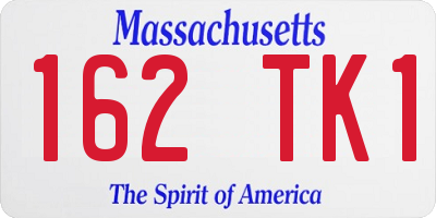 MA license plate 162TK1