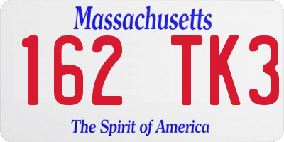 MA license plate 162TK3