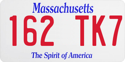 MA license plate 162TK7