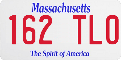 MA license plate 162TL0