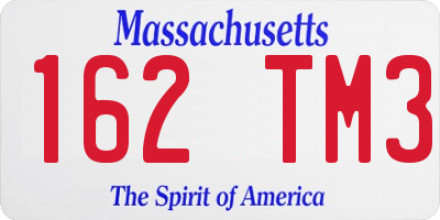 MA license plate 162TM3