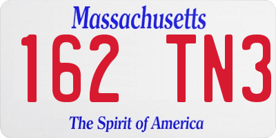 MA license plate 162TN3