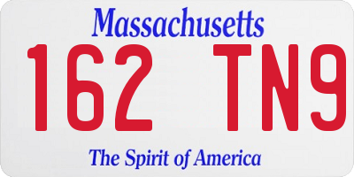 MA license plate 162TN9