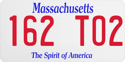 MA license plate 162TO2