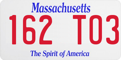 MA license plate 162TO3