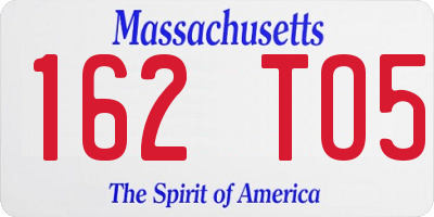 MA license plate 162TO5