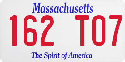 MA license plate 162TO7