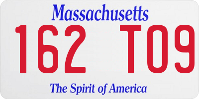 MA license plate 162TO9