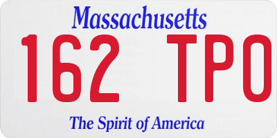 MA license plate 162TP0