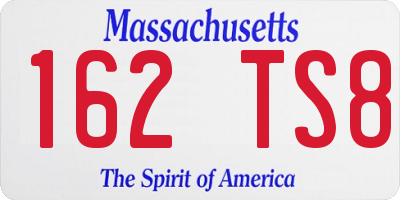 MA license plate 162TS8