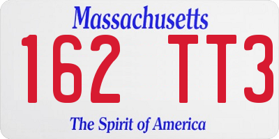 MA license plate 162TT3