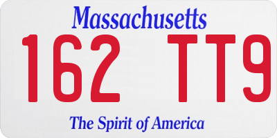 MA license plate 162TT9