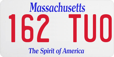MA license plate 162TU0