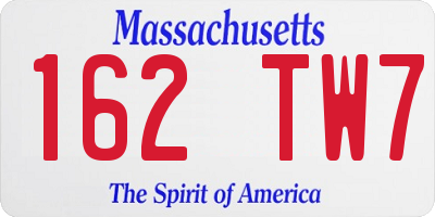 MA license plate 162TW7