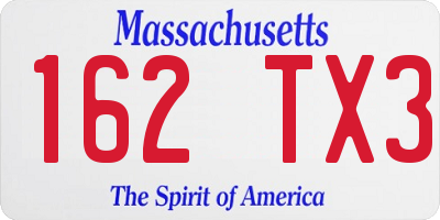 MA license plate 162TX3