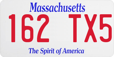 MA license plate 162TX5