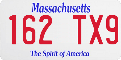 MA license plate 162TX9