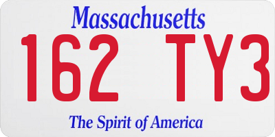 MA license plate 162TY3