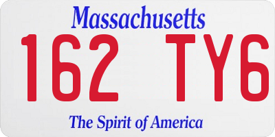 MA license plate 162TY6