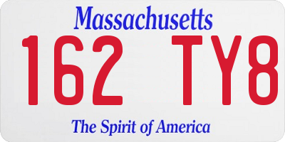 MA license plate 162TY8