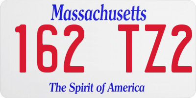 MA license plate 162TZ2