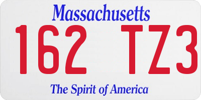 MA license plate 162TZ3