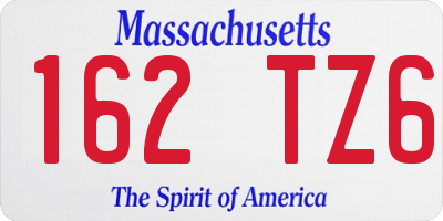 MA license plate 162TZ6