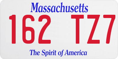 MA license plate 162TZ7