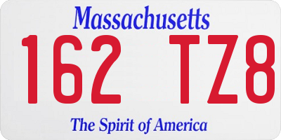MA license plate 162TZ8