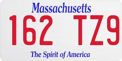 MA license plate 162TZ9