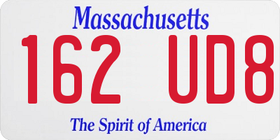 MA license plate 162UD8