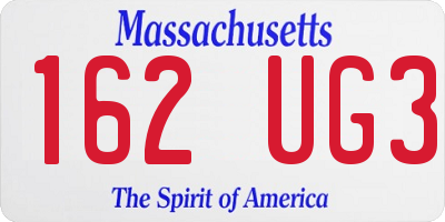 MA license plate 162UG3
