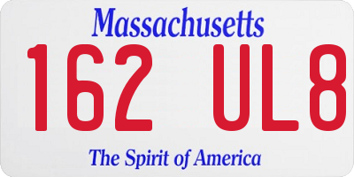 MA license plate 162UL8