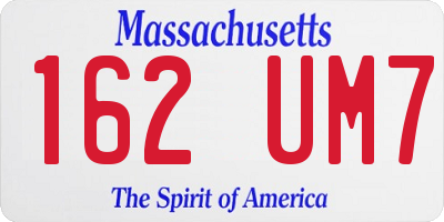 MA license plate 162UM7