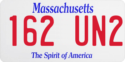 MA license plate 162UN2