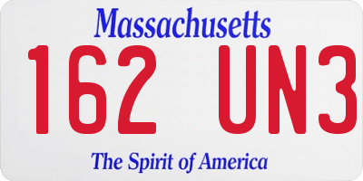 MA license plate 162UN3